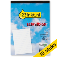 Aanbieding: 10x 123inkt schrijfblok A5 gelinieerd 70 grams 100 vel  300788