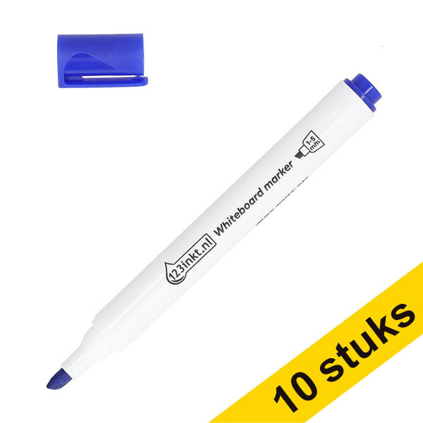 Aanbieding: 10x 123inkt whiteboard marker blauw (1 - 5 mm beitel) 303307 - 1