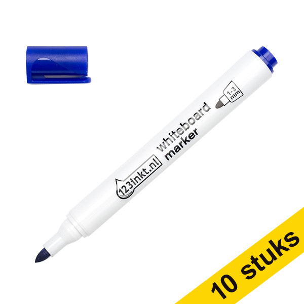 Aanbieding: 10x 123inkt whiteboard marker blauw (2,5 mm rond)  300395 - 1
