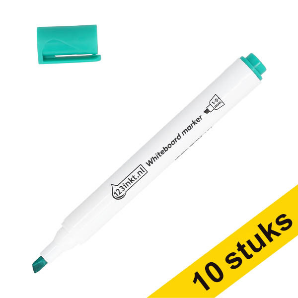 Aanbieding: 10x 123inkt whiteboard marker groen (1 - 5 mm beitel) 303308 - 1