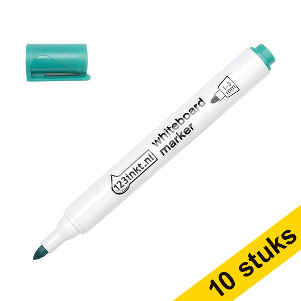 Aanbieding: 10x 123inkt whiteboard marker groen (2,5 mm rond)  300396 - 1