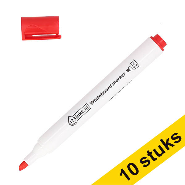 Aanbieding: 10x 123inkt whiteboard marker rood (1 - 5 mm beitel) 303306 - 1