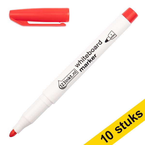 Aanbieding: 10x 123inkt whiteboard marker rood (1 mm rond)  300895 - 1