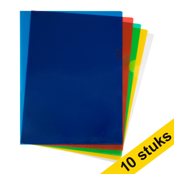 Aanbieding: 10x 123inkt zichtmap assorti transparant A4 120 micron (10 stuks)  390655 - 1