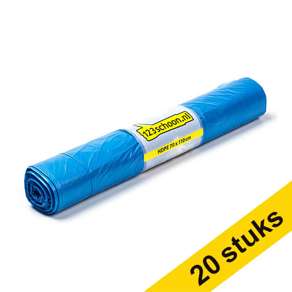 Aanbieding: 10x 123schoon HDPE vuilniszakken blauw 120 liter (20 stuks) SDR00426 - 1