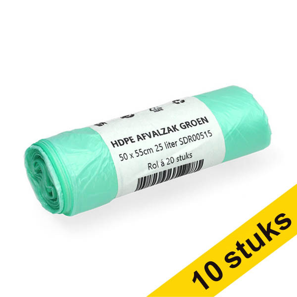 Aanbieding: 10x 123schoon vuilniszakken groen 25 liter (20 stuks) SDR00516 - 1