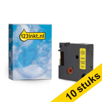 Aanbieding: 10x Dymo S0718290 / 18054 IND Rhino tape krimpkous zwart op geel 9 mm (123inkt huismerk)