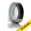Aanbieding: 10x Dymo S0898130 / 520109 reliëftape wit op zwart (123inkt huismerk) 650788 - 1