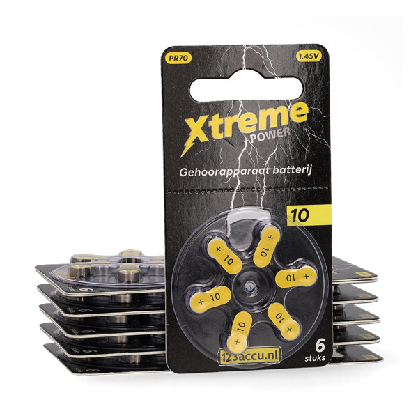 Aanbieding: 123accu 10 / PR70 / Geel gehoorapparaat batterij 60 stuks (123accu huismerk) ADR00360 - 1