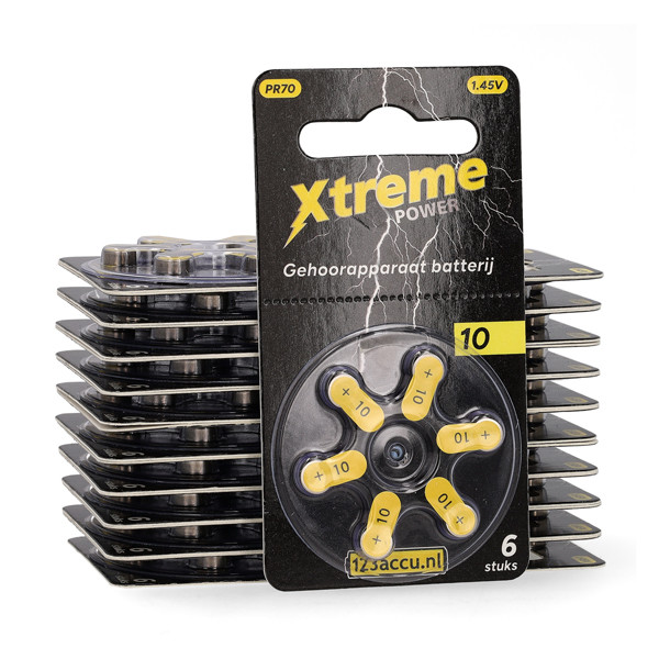 Aanbieding: 123accu Xtreme Power 10 / PR70 / Geel gehoorapparaat batterij 120 stuks (123accu huismerk) ADR00372 - 1