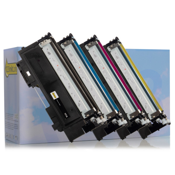 Aanbieding: 123inkt huismerk set voor HP 117A: HP W2070A, W2071A, W2072A, W2073A zwart + 3 kleuren  130558 - 1