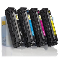 Aanbieding: 123inkt huismerk set voor HP 203A: HP CF540A, CF541A, CF542A, CF543A zwart + 3 kleuren  130550