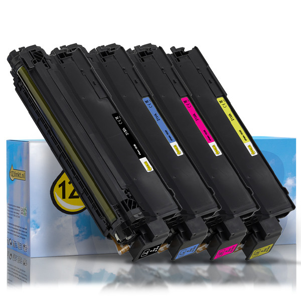 Aanbieding: 123inkt huismerk set voor HP 213A: HP W2130A, W2131A, W2132A, W2133A zwart + 3 kleuren  093710 - 1