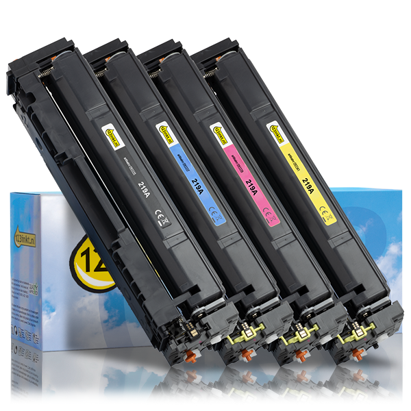 Aanbieding: 123inkt huismerk set voor HP 219A: HP W2190A, W2191A, W2192A, W2193A zwart + 3 kleuren  093709 - 1