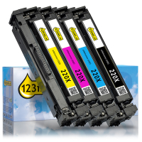 Aanbieding: 123inkt huismerk set voor HP 220X: HP W2200X, W2201X, W2202X, W2203X zwart + 3 kleuren 093714