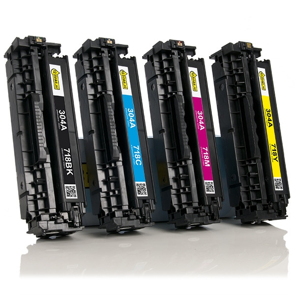 Aanbieding: 123inkt huismerk set voor HP 304A: HP CC530A, CC531A, CC532A, CC533A zwart + 3 kleuren  130032 - 1