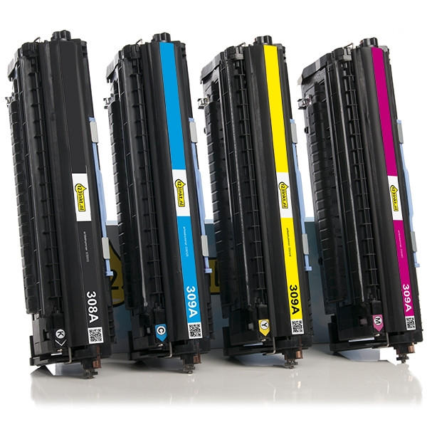 Aanbieding: 123inkt huismerk set voor HP 308A / 309A: HP Q2670A, 71A, 72A, 73A zwart + 3 kleuren  130010 - 1