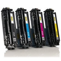 Aanbieding: 123inkt huismerk set voor HP 312A: HP CF380X, CF381A, CF382A, CF383A zwart + 3 kleuren  130044