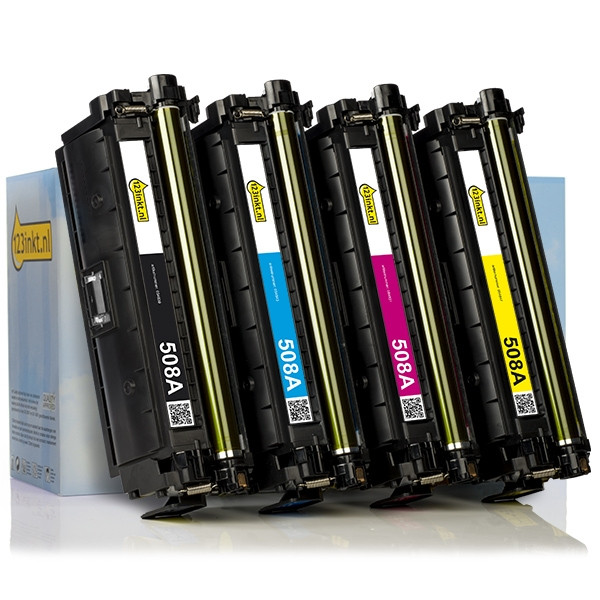 Aanbieding: 123inkt huismerk set voor HP 508A: HP CF360A, CF361A, CF362A, CF363A zwart + 3 kleuren  130049 - 1