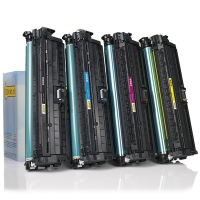 Aanbieding: 123inkt huismerk set voor HP 650A: HP CE270A, CE271A, CE272A, CE273A zwart + 3 kleuren  130042