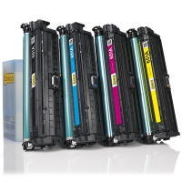 Aanbieding: 123inkt huismerk set voor HP 651A: HP CE340A, CE341A, CE342A, CE343A zwart + 3 kleuren  130048