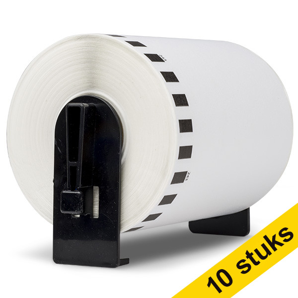 Aanbieding: 123inkt huismerk vervangt 10x Brother DK-22243 permanent hechtende papiertape wit  650557 - 1