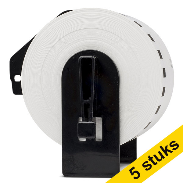 Aanbieding: 123inkt huismerk vervangt 5x Brother DK-N55224 niet klevende papiertape wit  650546 - 1