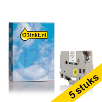 Aanbieding: 123inkt huismerk vervangt 5x Brother HSe-231 krimpkous tape zwart op wit 12 mm