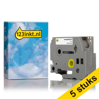 Aanbieding: 123inkt huismerk vervangt 5x Brother HSe-241 krimpkous tape zwart op wit 18 mm HSE241C 650678
