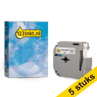 Aanbieding: 123inkt huismerk vervangt 5x Brother M-K221SBZ niet-gelamineerde tape zwart op wit 9 mm MK221SBZC 650707