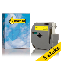 Aanbieding: 123inkt huismerk vervangt 5x Brother M-K621BZ niet-gelamineerde tape zwart op geel 9 mm MK621BZC 650701