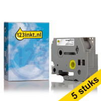 Aanbieding: 123inkt huismerk vervangt 5x Brother TZe-145 tape wit op transparant 18 mm
