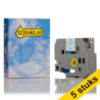 Aanbieding: 123inkt huismerk vervangt 5x Brother TZe-243 tape blauw op wit 18 mm