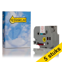 Aanbieding: 123inkt huismerk vervangt 5x Brother TZe-252 tape rood op wit 24 mm
