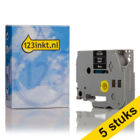Aanbieding: 123inkt huismerk vervangt 5x Brother TZe-325 tape wit op zwart 9 mm TZe325C 650631