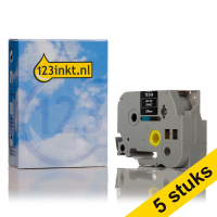 Aanbieding: 123inkt huismerk vervangt 5x Brother TZe-355 tape wit op zwart 24 mm TZe355C 650636
