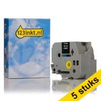 Aanbieding: 123inkt huismerk vervangt 5x Brother TZe-365 tape wit op zwart 36 mm TZe365C 650700