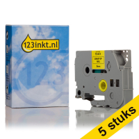 Aanbieding: 123inkt huismerk vervangt 5x Brother TZe-611 tape zwart op geel 6 mm