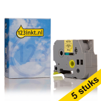 Aanbieding: 123inkt huismerk vervangt 5x Brother TZe-C51 tape zwart op fluorescerend geel 24 mm TZeC51C 650706