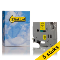 Aanbieding: 123inkt huismerk vervangt 5x Brother TZe-FX631 Flexi ID tape zwart op geel 12 mm