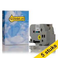 Aanbieding: 123inkt huismerk vervangt 5x Brother TZe-M961 tape zwart op mat zilver 36 mm TZeM961C 650689