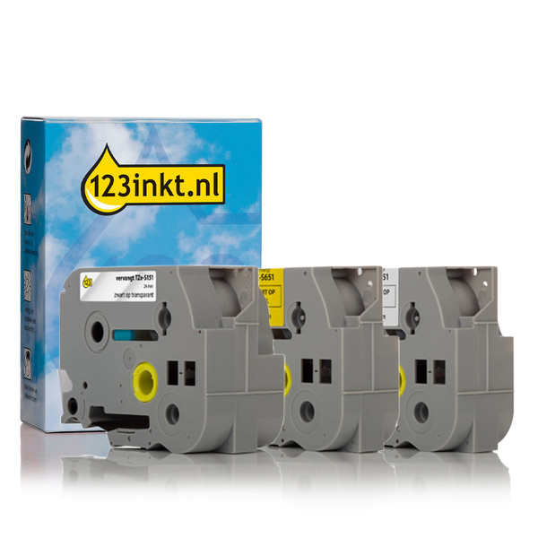 Aanbieding: 123inkt huismerk vervangt Brother 24 mm tape klevend multipack (zwart op wit, zwart op geel en zwart op transparant)  350616 - 1