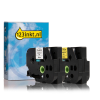 Aanbieding: 123inkt huismerk vervangt Brother 24 mm zelflaminerend tape multipack (zwart op wit en zwart op geel)  350628