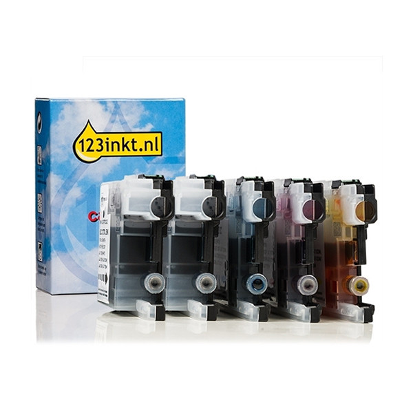 Aanbieding: 123inkt huismerk vervangt Brother LC-127XL / LC-125XL 2x zwart + 3 kleuren  160763 - 1