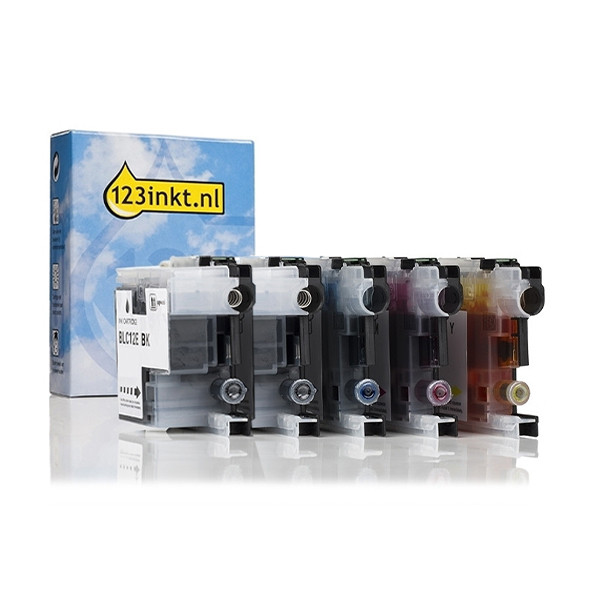 Aanbieding: 123inkt huismerk vervangt Brother LC-12E 2x zwart + 3 kleuren  160765 - 1