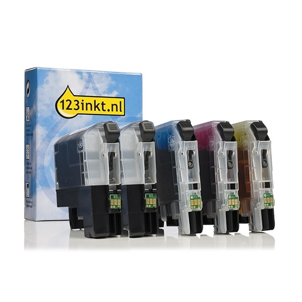 Aanbieding: 123inkt huismerk vervangt Brother LC-227XL / LC-225XL 2x zwart + 3 kleuren  160767 - 1