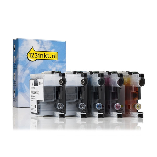Aanbieding: 123inkt huismerk vervangt Brother LC-22E 2x zwart + 3 kleuren  160769 - 1