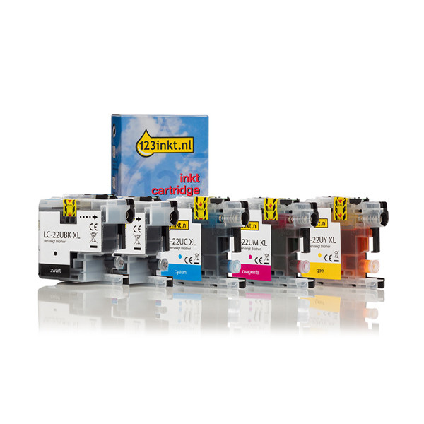 Aanbieding: 123inkt huismerk vervangt Brother LC-22U XL 2x zwart + 3 kleuren  160770 - 1