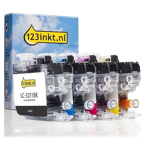 Aanbieding: 123inkt huismerk vervangt Brother LC-3211 zwart + 3 kleuren LC3211VALC 127241 - 1