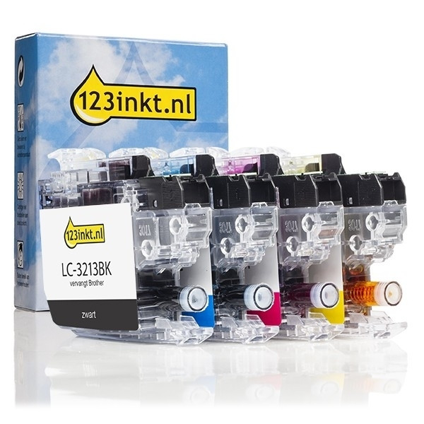 Aanbieding: 123inkt huismerk vervangt Brother LC-3213 zwart + 3 kleuren LC3213VALBPC 127240 - 1